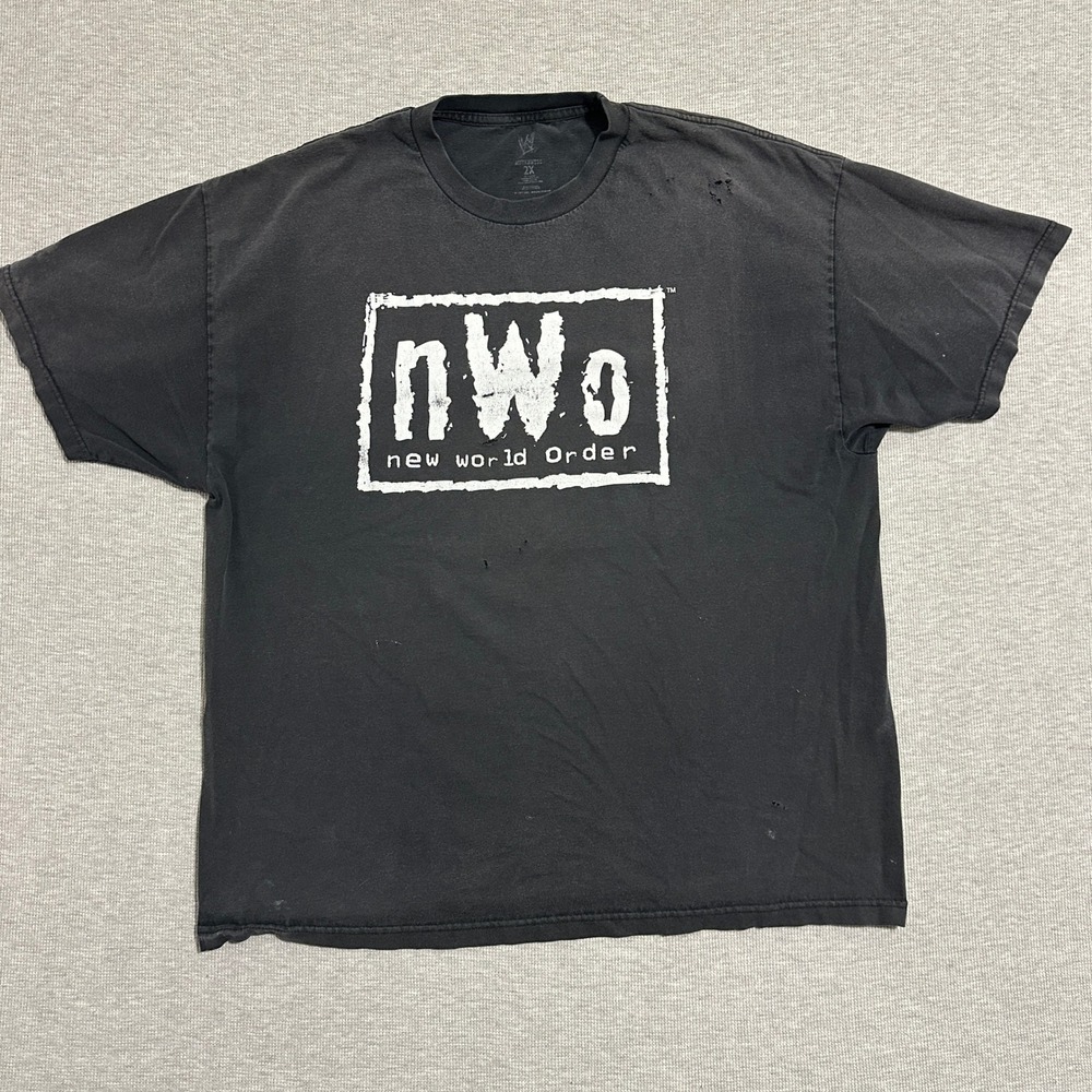 WWE Authentic New World Order Black Graphic T-Shirt Distressed Logo Mens 2XL